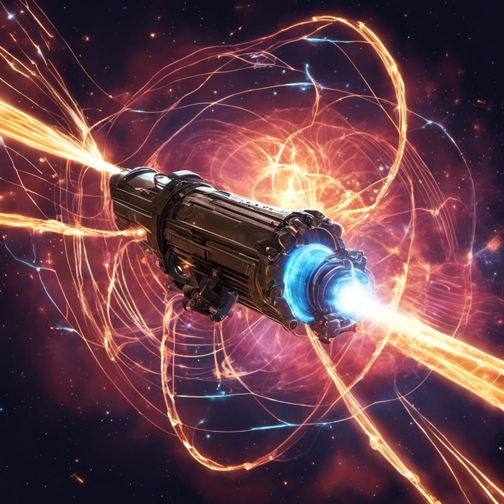 Quantum Cannon Launches Energy Projectile with Luminous Trai...