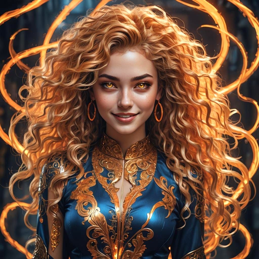 Beautiful Girl Smiling: Detailed Matte Painting