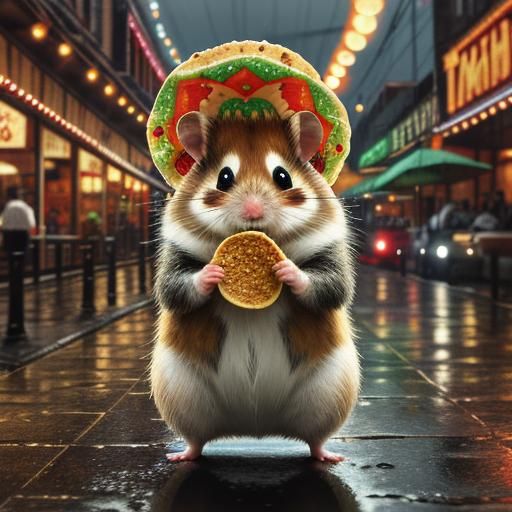 Hamster's Rainy Day Taco Fiesta in Hyperrealism