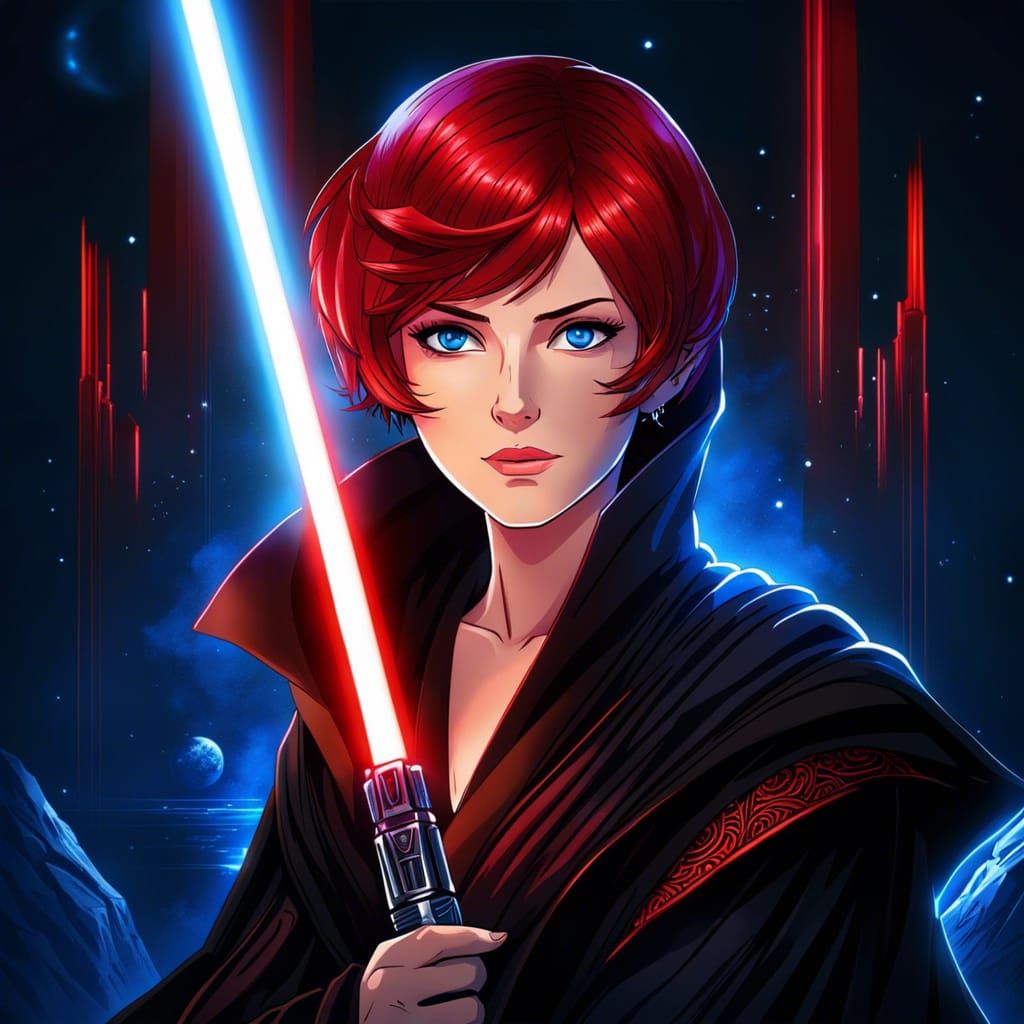 Sith Warrior Woman in Anime Manga Style