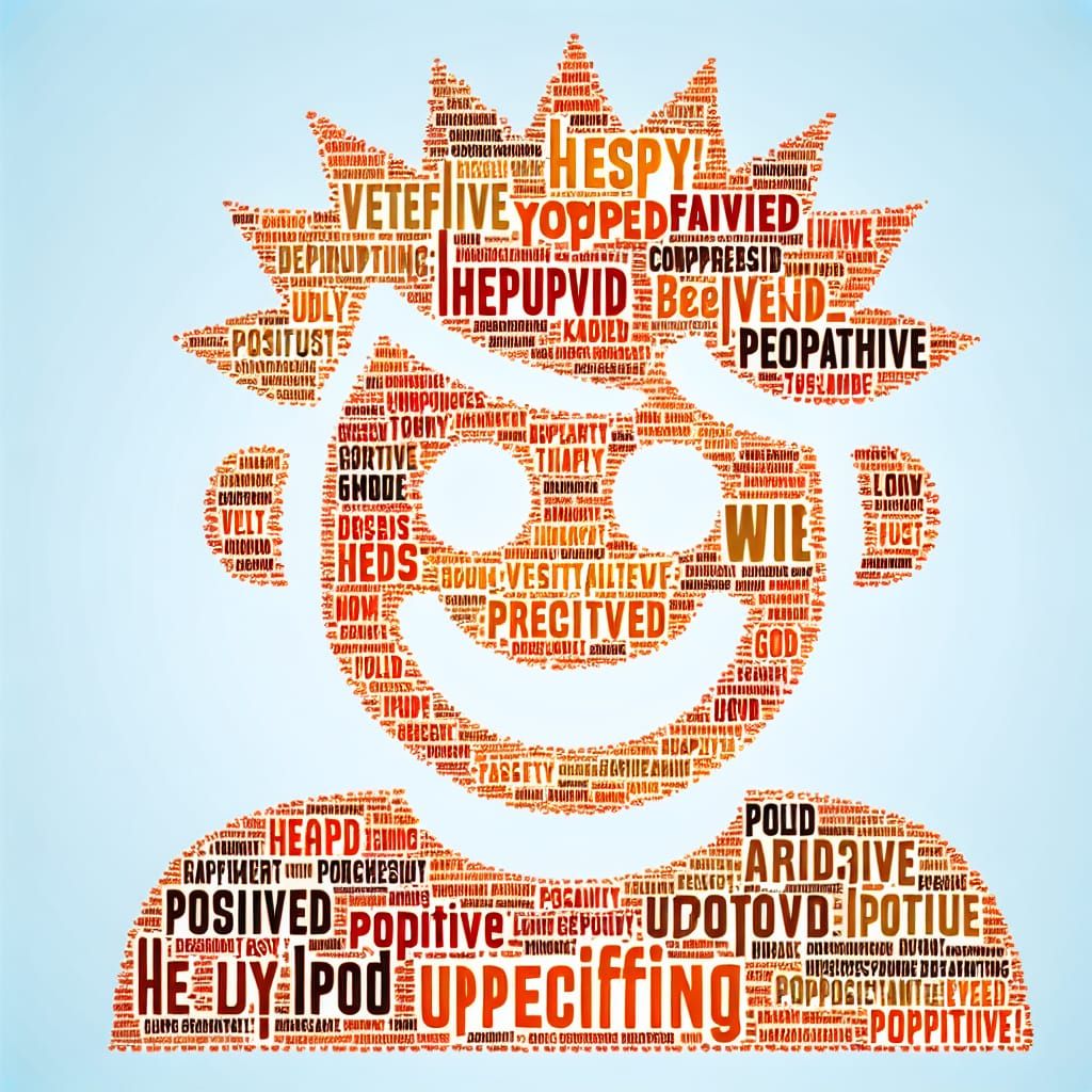 Upvote Word Cloud in Shape of Happy Man