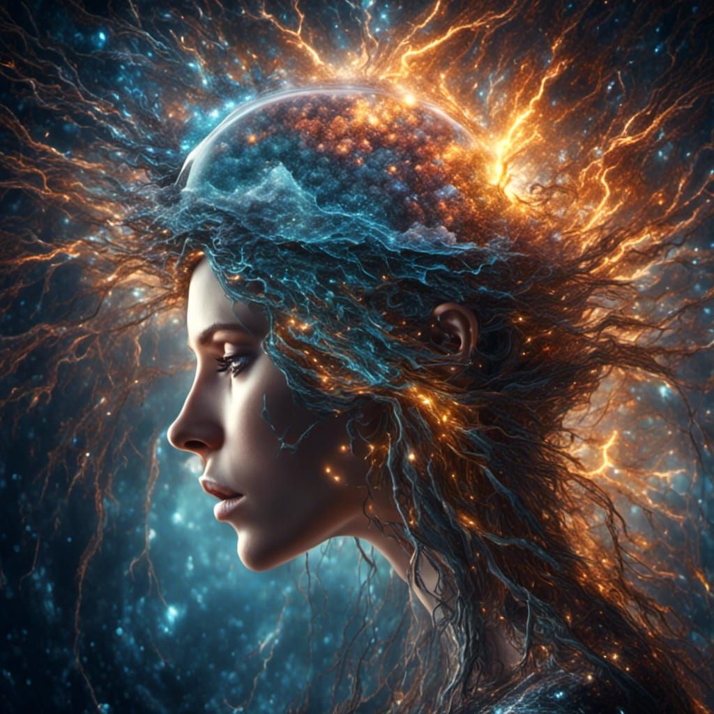 Crystal Brain Reflecting Stormy Sky: Kinetic Photography