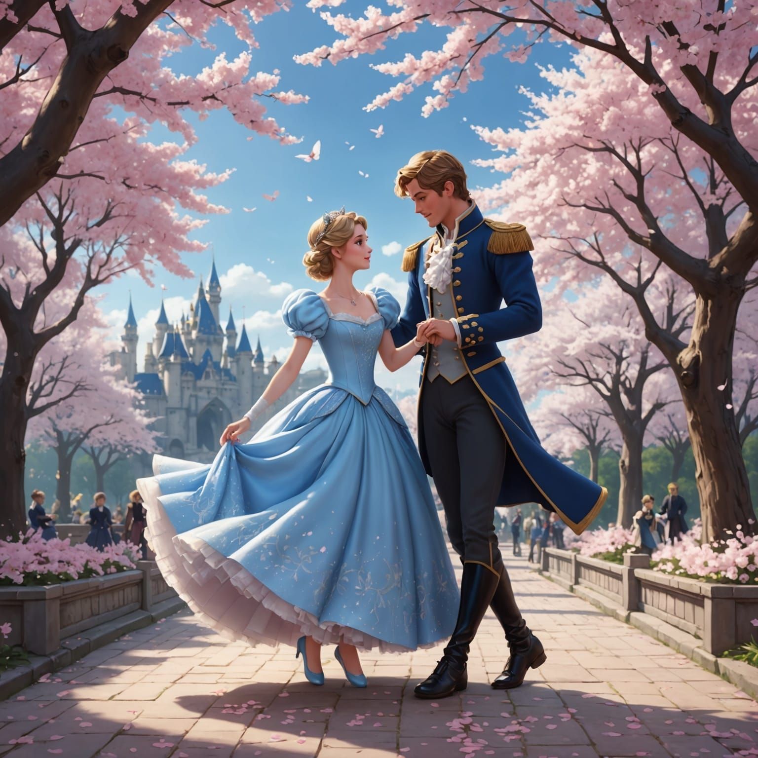 Cinderella and Prince Charming Dance in Anime Style