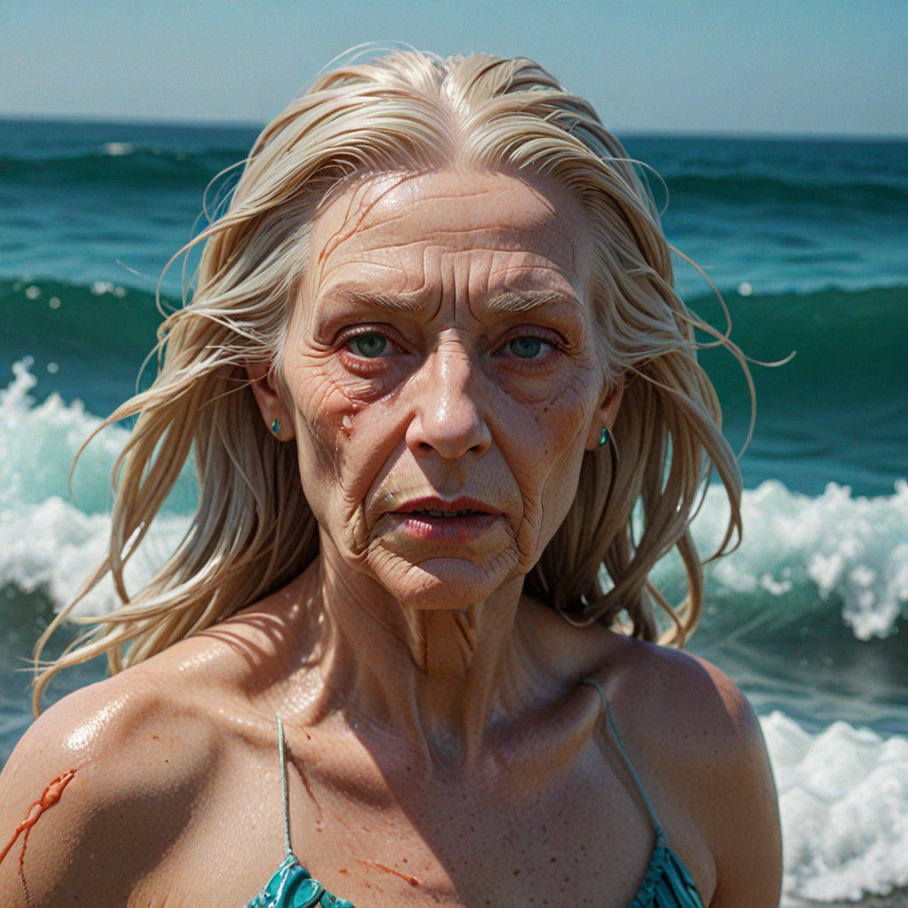 Siren Among the Waves in Hyperrealistic Style