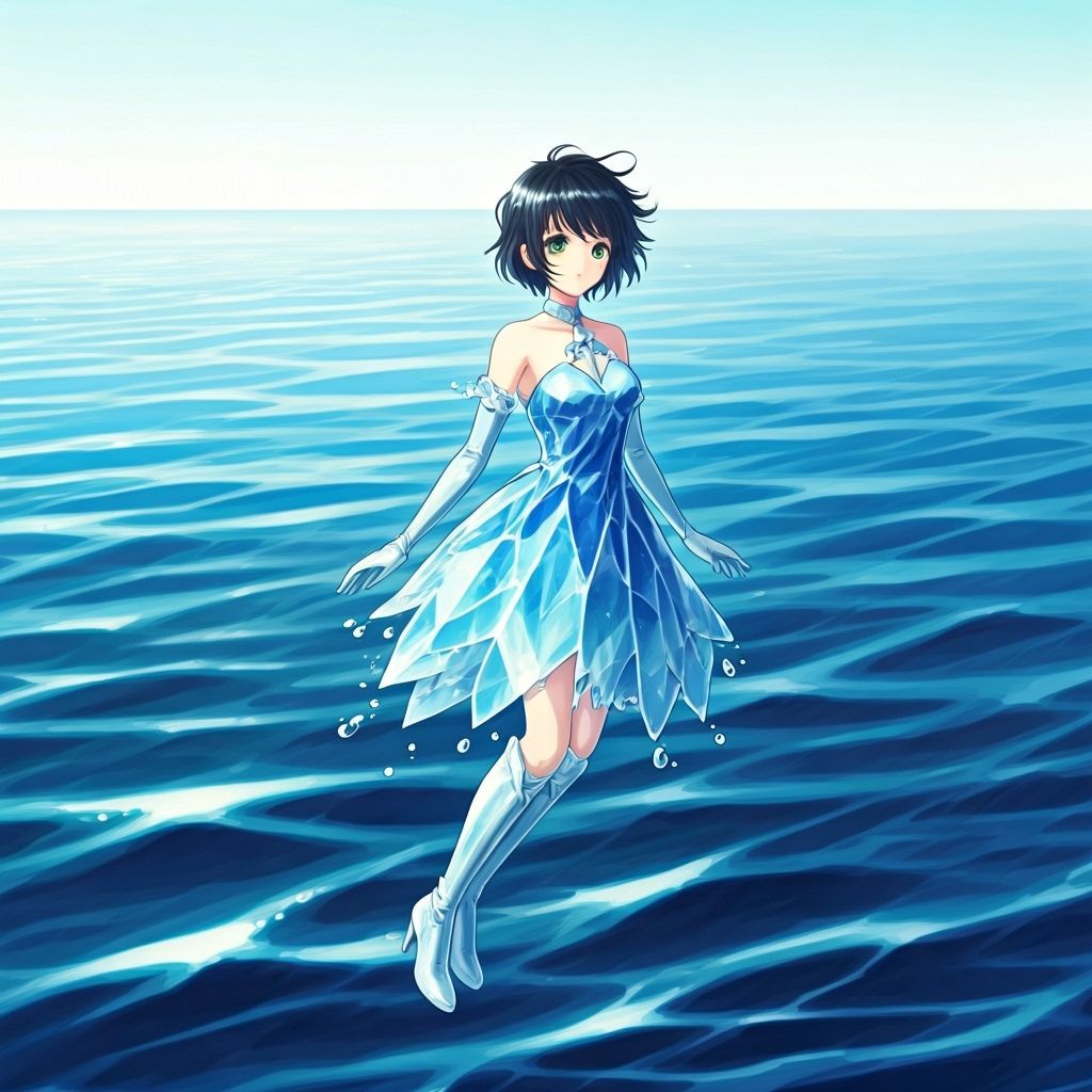 Water Elemental Girl in Manga Anime Style