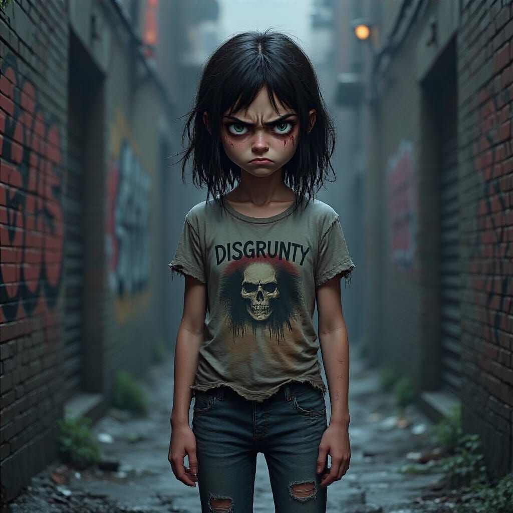 Noir Alley Girl with Scowl