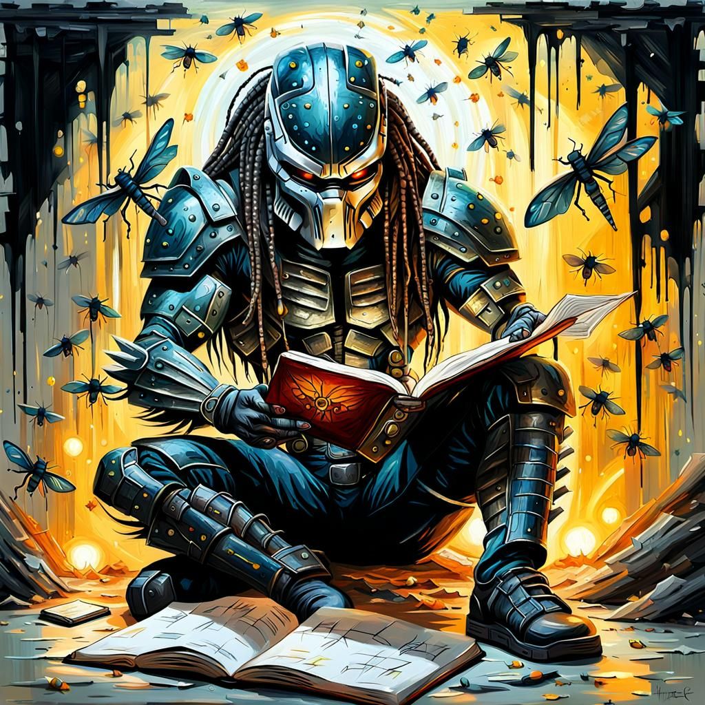 Predator Reads Diary: Mixed Media Concept Art