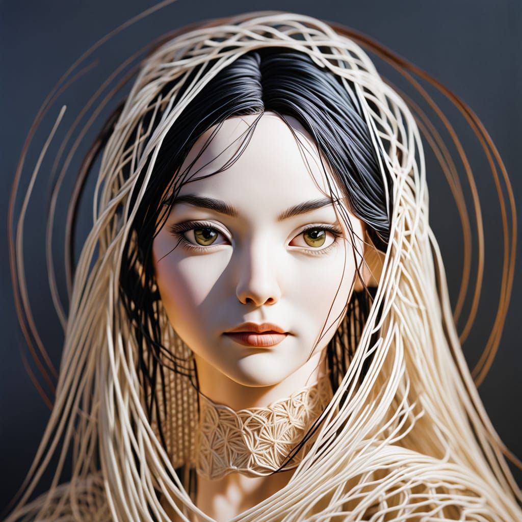 Detailed Portrait in String Art Technique