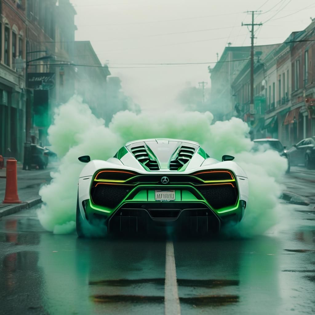 Hypercar Burnout with Pinup Girl: Cinematic Film Still