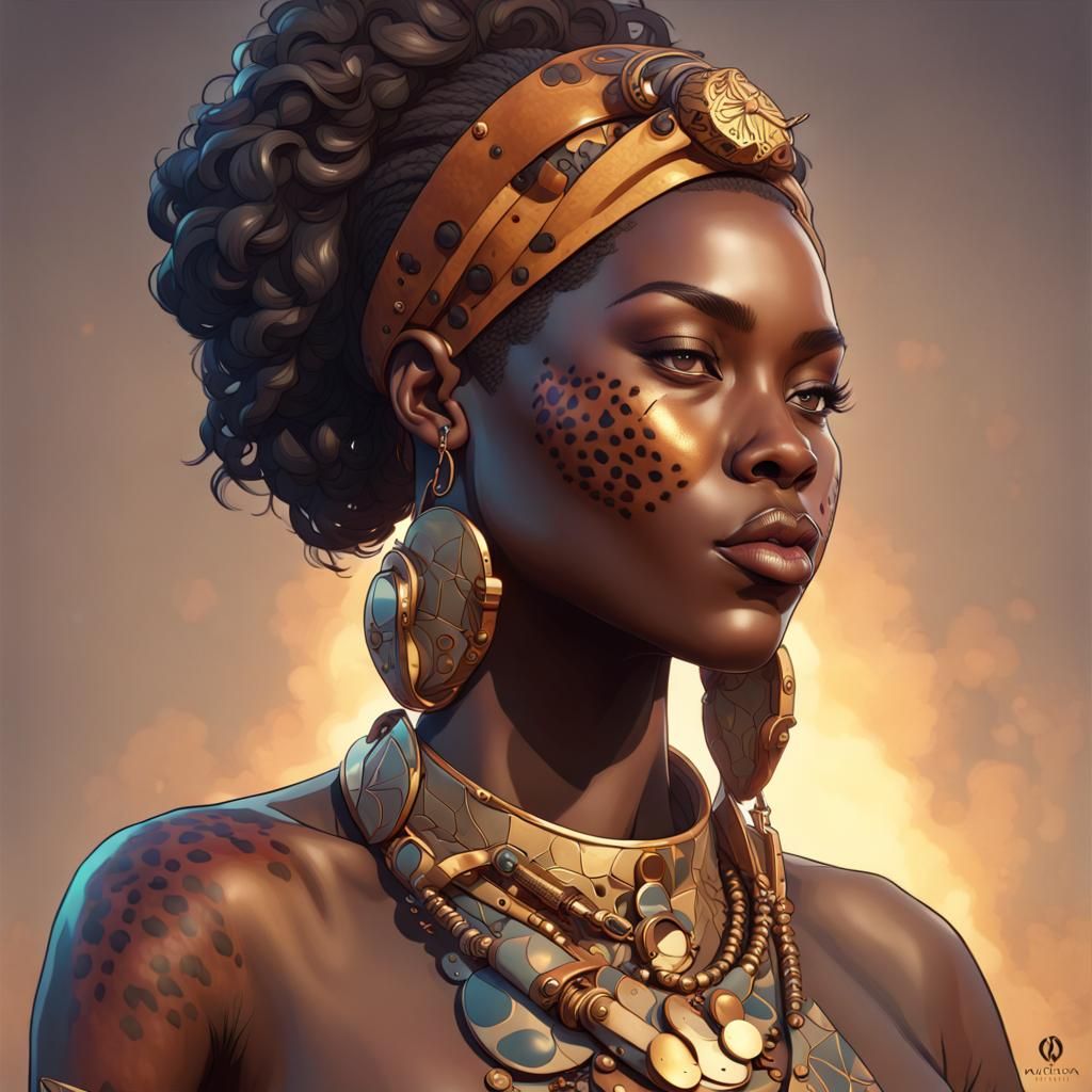 African Woman Portrait in Hyperdetailed Digital Art