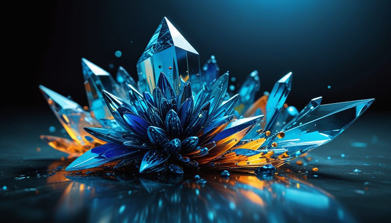 Vibrant Quantum Physics Art with Glass-Like Shapes