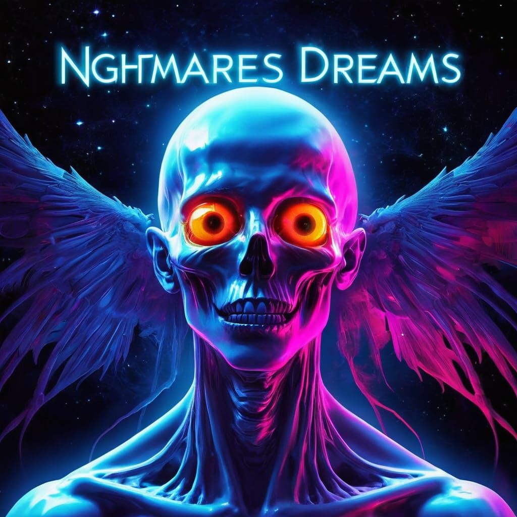 Glowing Neon Cosmic Horror in Binary Spectrum