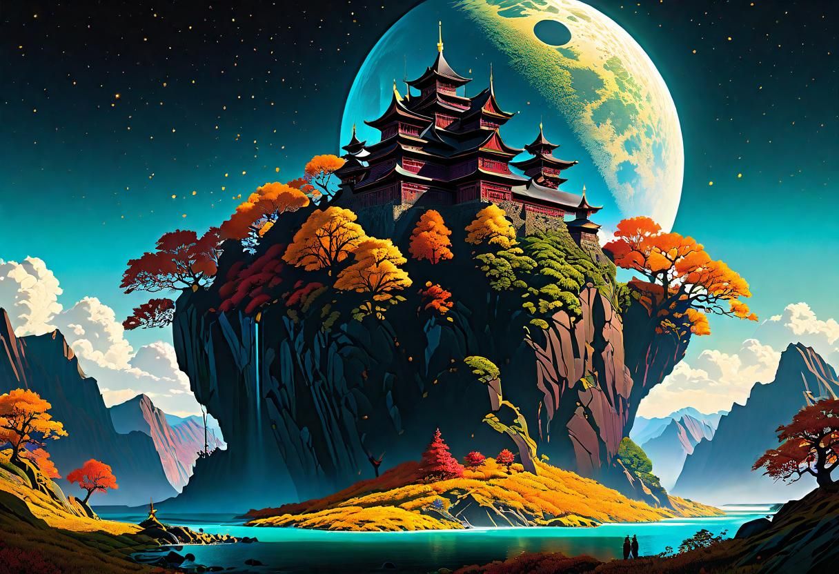 Autumn Landscape in Gouache Impressionist Style