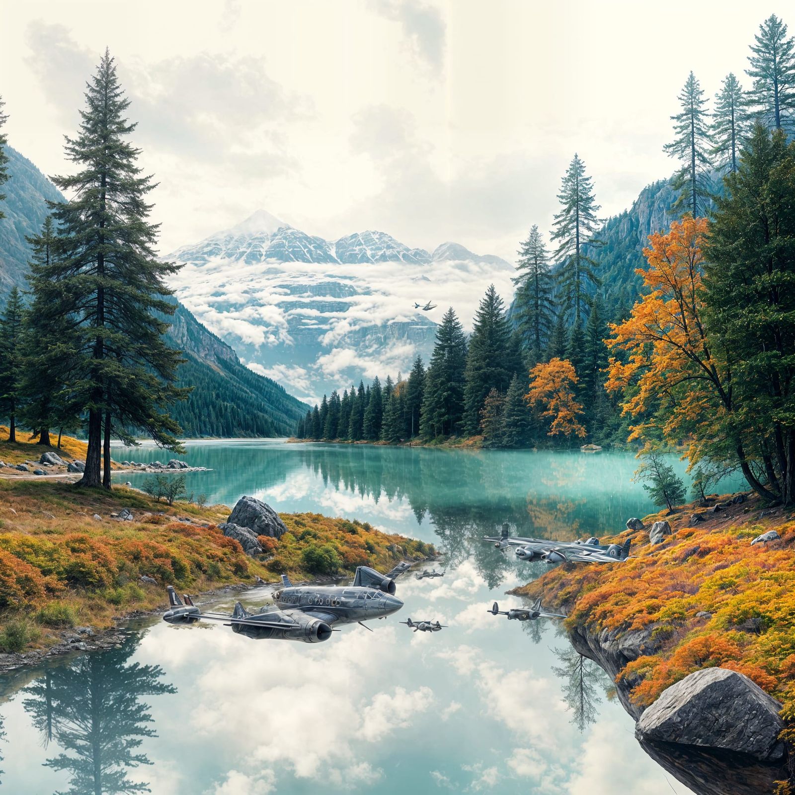 Surreal Double Exposure Landscape in Impasto Style