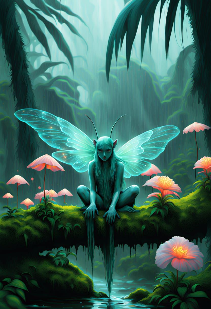 Bioluminescent Rainforest Creature Concept Art