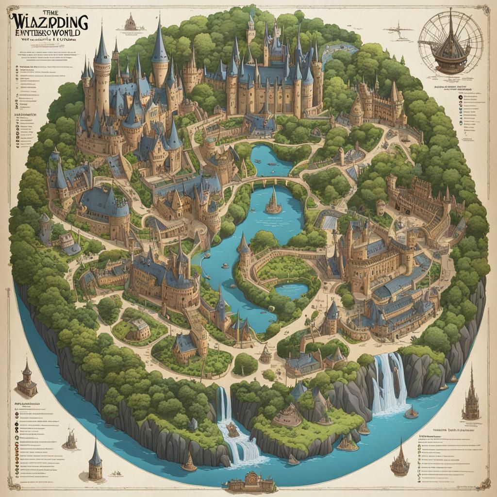 Map of Wizarding World Entrances: Ghibli and Burton Style