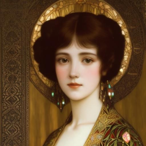 Lily Elsie Portrait in Klimt Art Nouveau Style