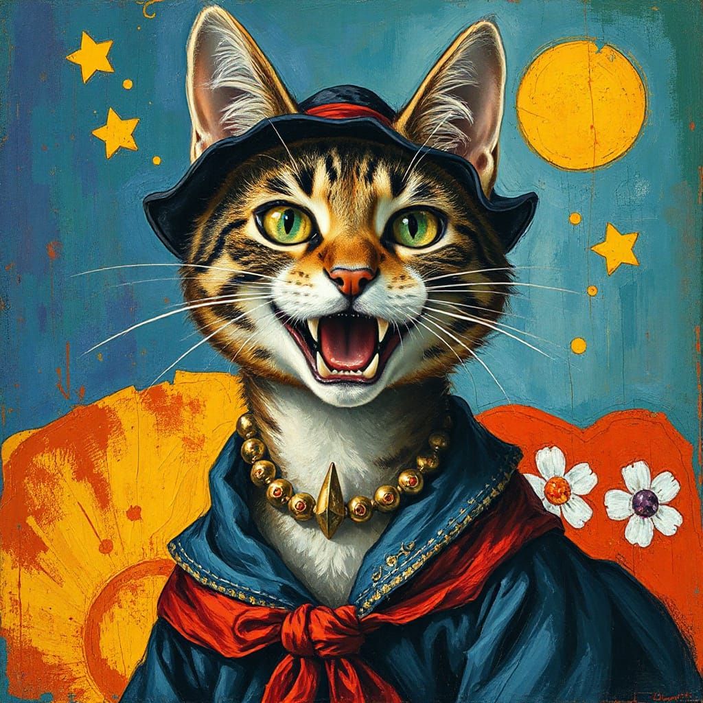 Whimsical Cat in Expressionist Style