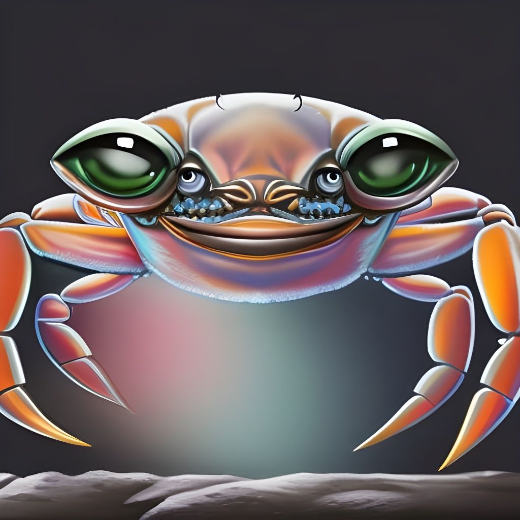 Colorful Smiling Crab Pencil Drawing