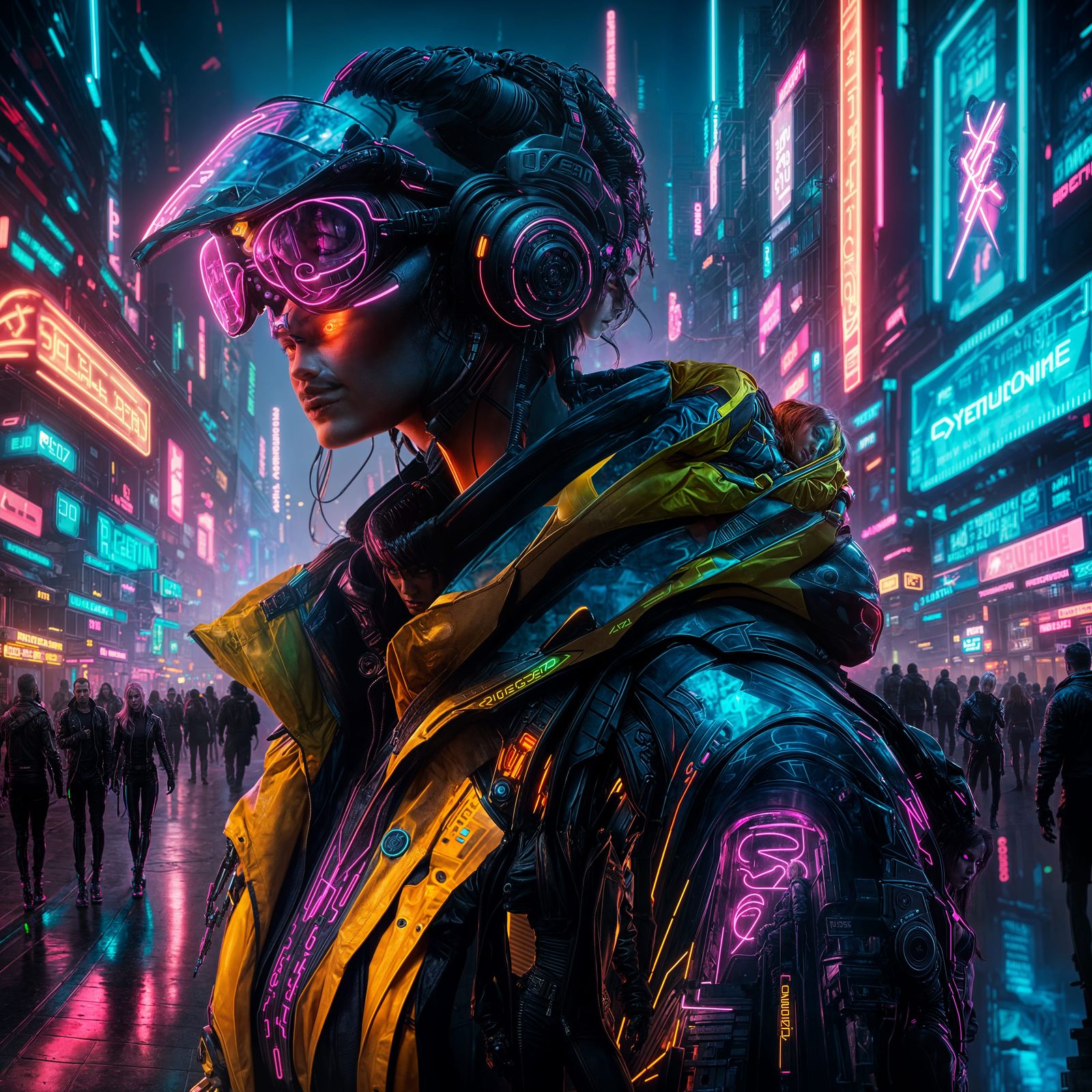 Neon Cyber Dime Edge Runner Hacker.