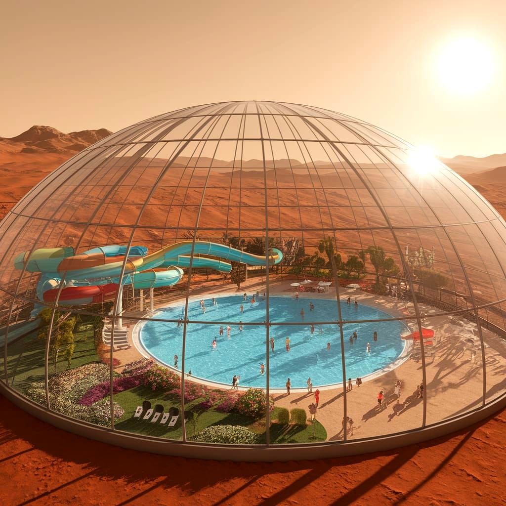 Mars Dome Oasis: Water Park and Park Area