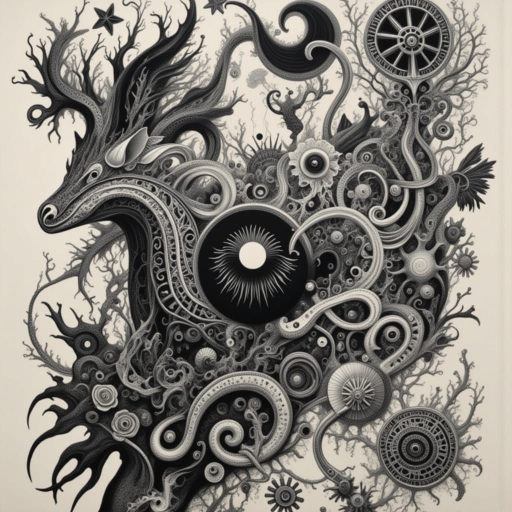 Surreal Tattoo Sheet Design with Unique Imagery