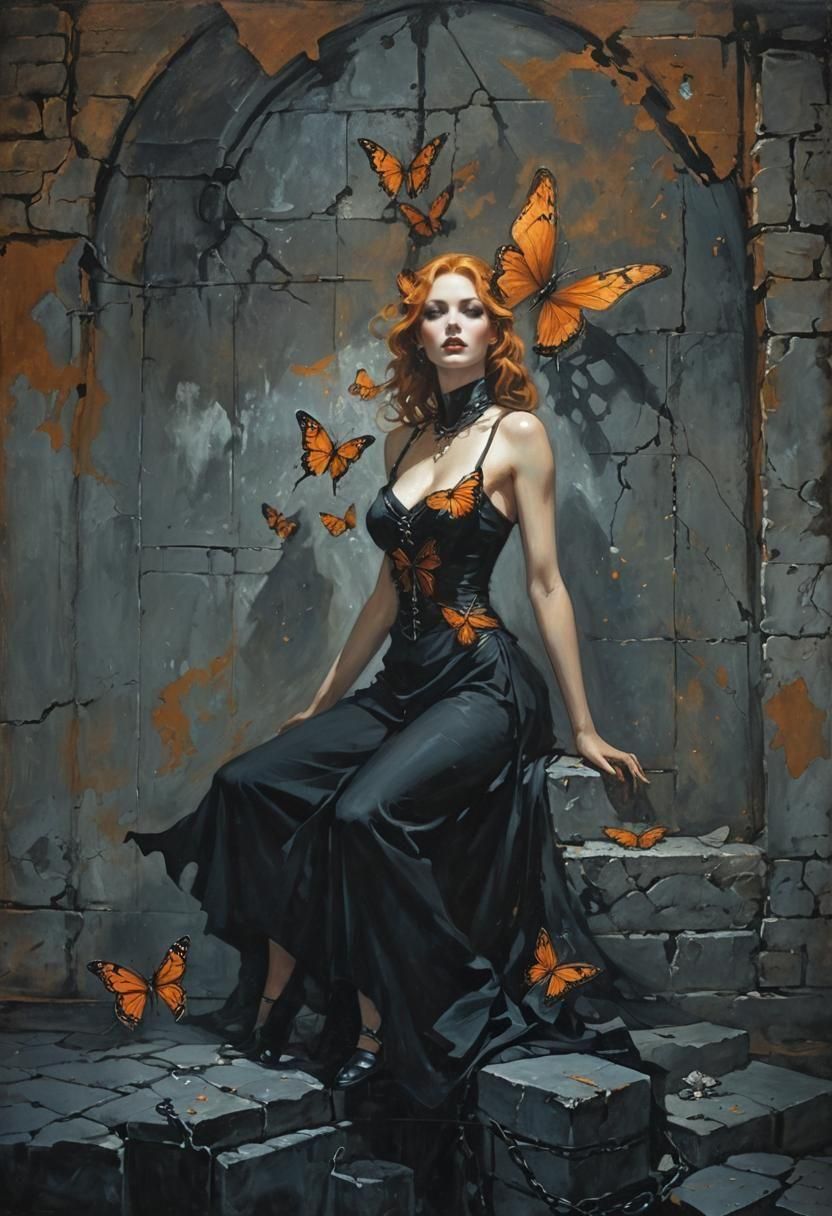 Noir Banshee in Dungeon with Butterfly