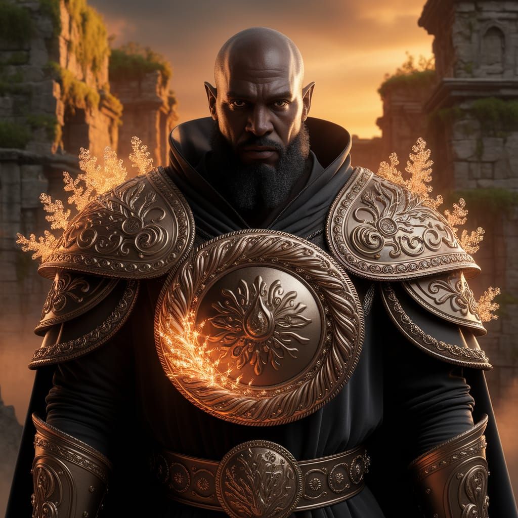 Black Elven King with Bronze Belt Buckle