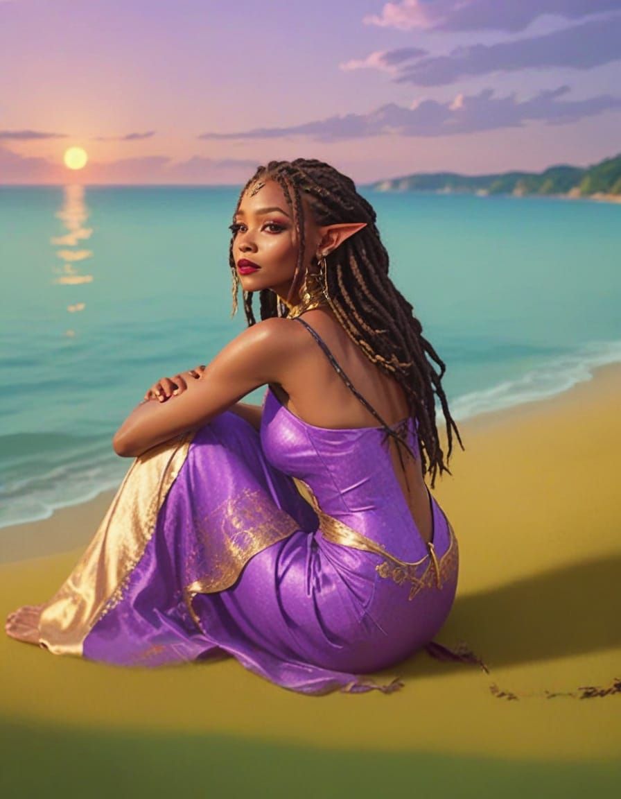 Vampire Elf Goddess Radiates Elegance in Vibrant Anime Style