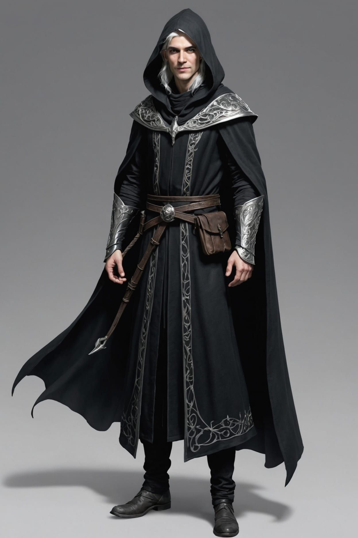 Evil Silver-Haired Elf in Grim Reaper Robe