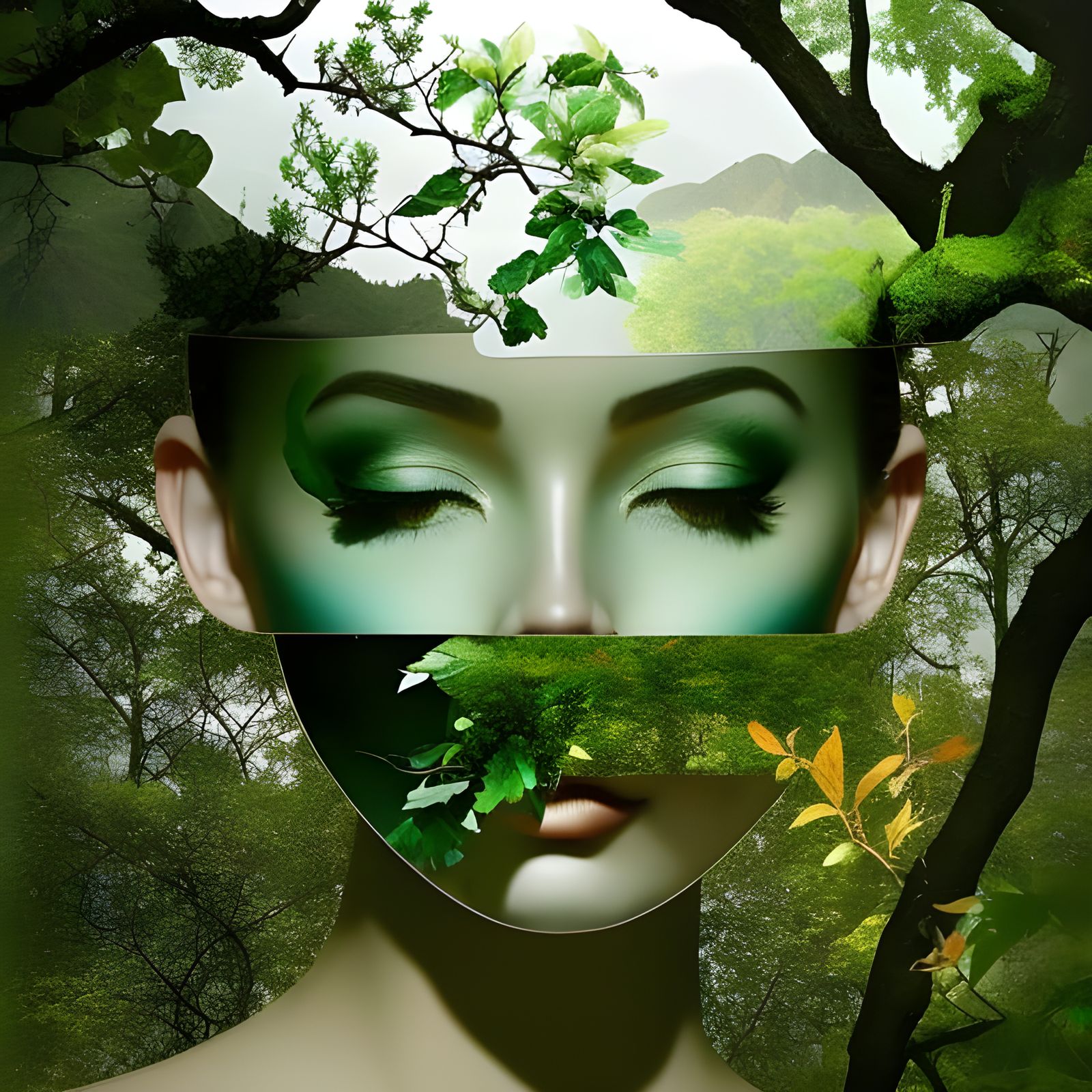 Organic Princess Double Exposure Surreal Collage