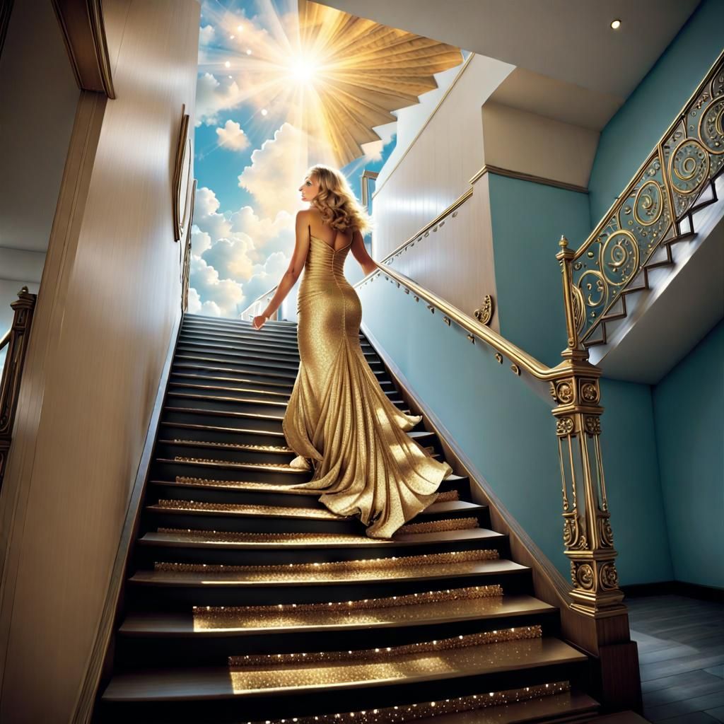 Gilded Lady Ascending a Stairway to Heaven