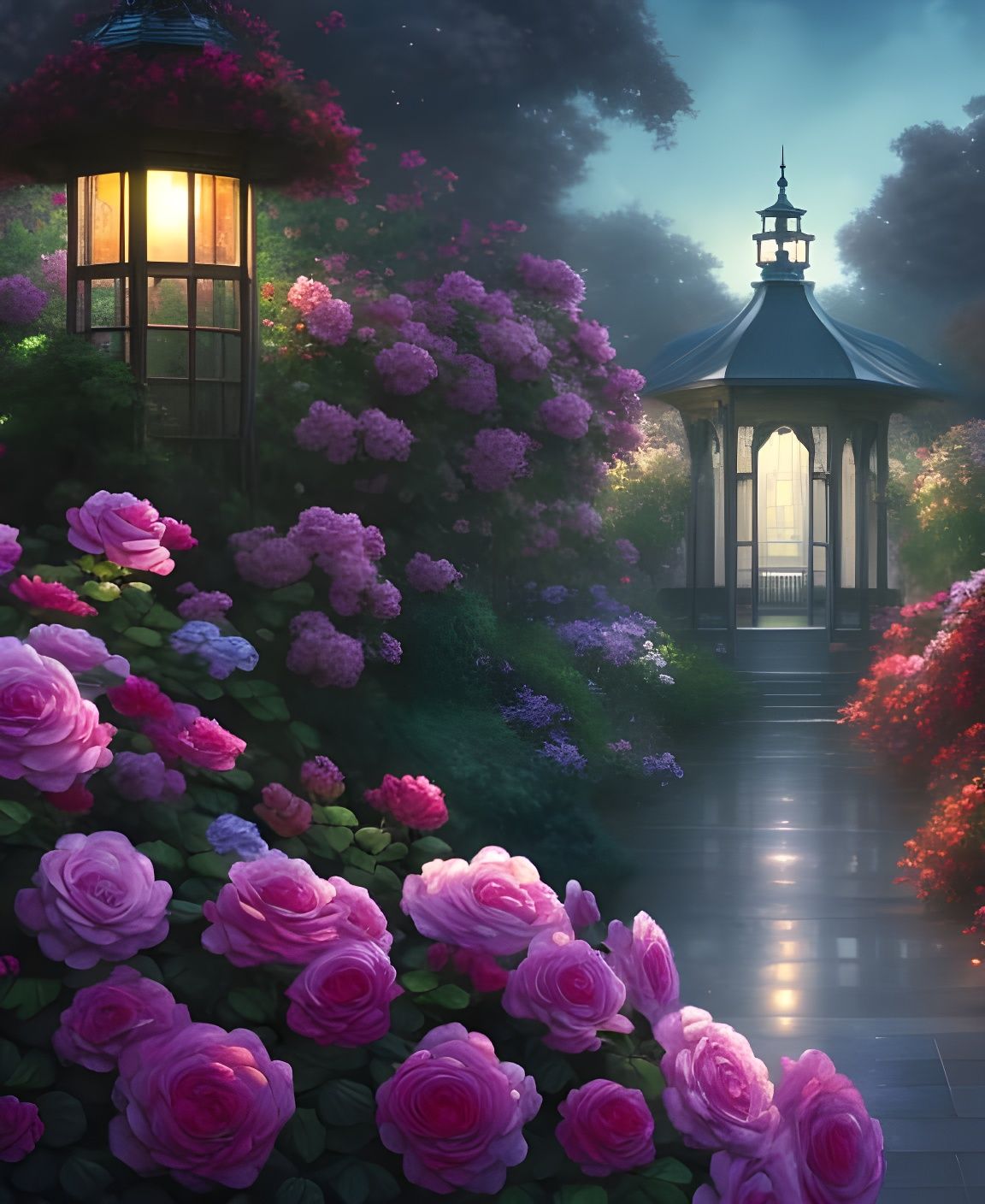 Rose Gazebo in Anime Flower Garden