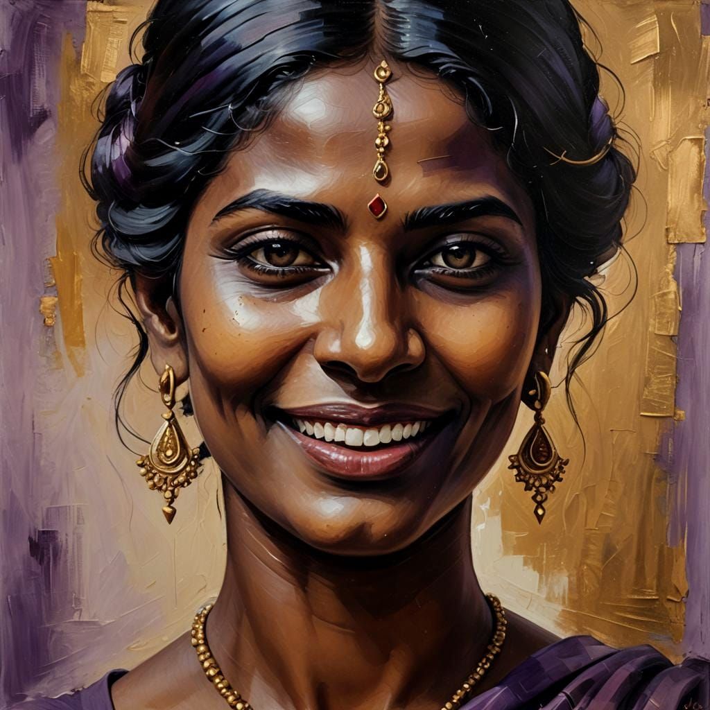 Gothic Tamil Beauty Revealed in an Ancient, Dreamlike Oil Po...