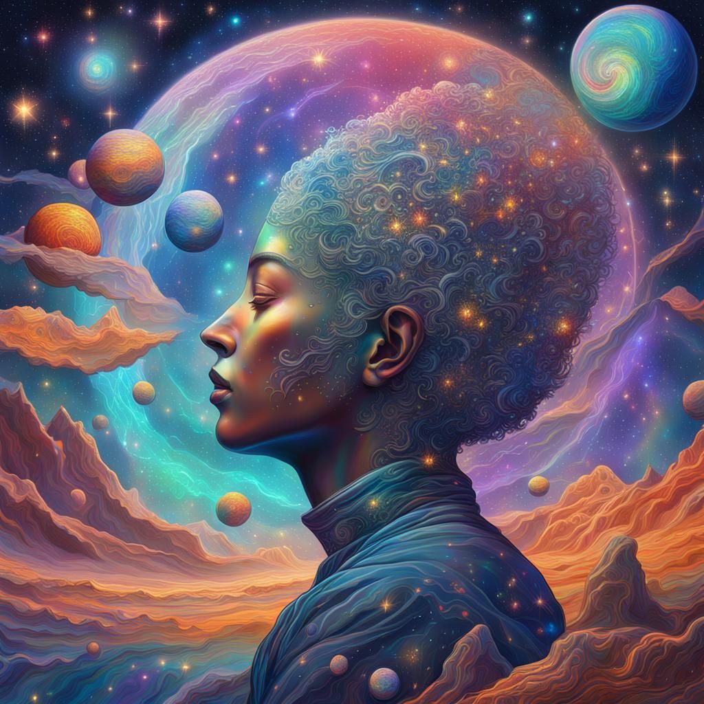 Holographic Cosmic Skies Inspired by Astral Art