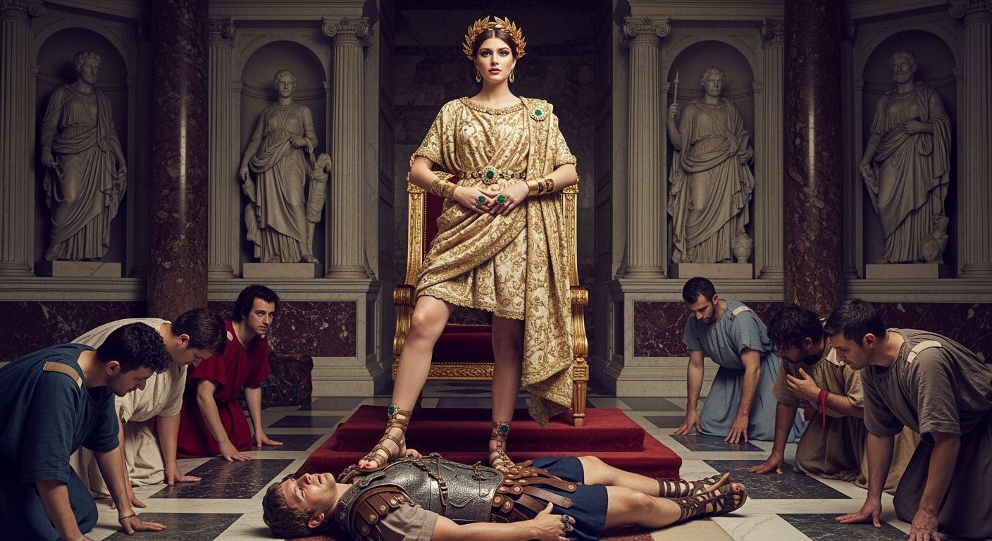 Roman Empress Tramples Senator in Lavish Throne Room