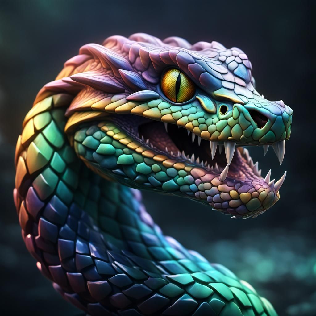 Crystal Serpent Ready to Strike: 8K Concept Art