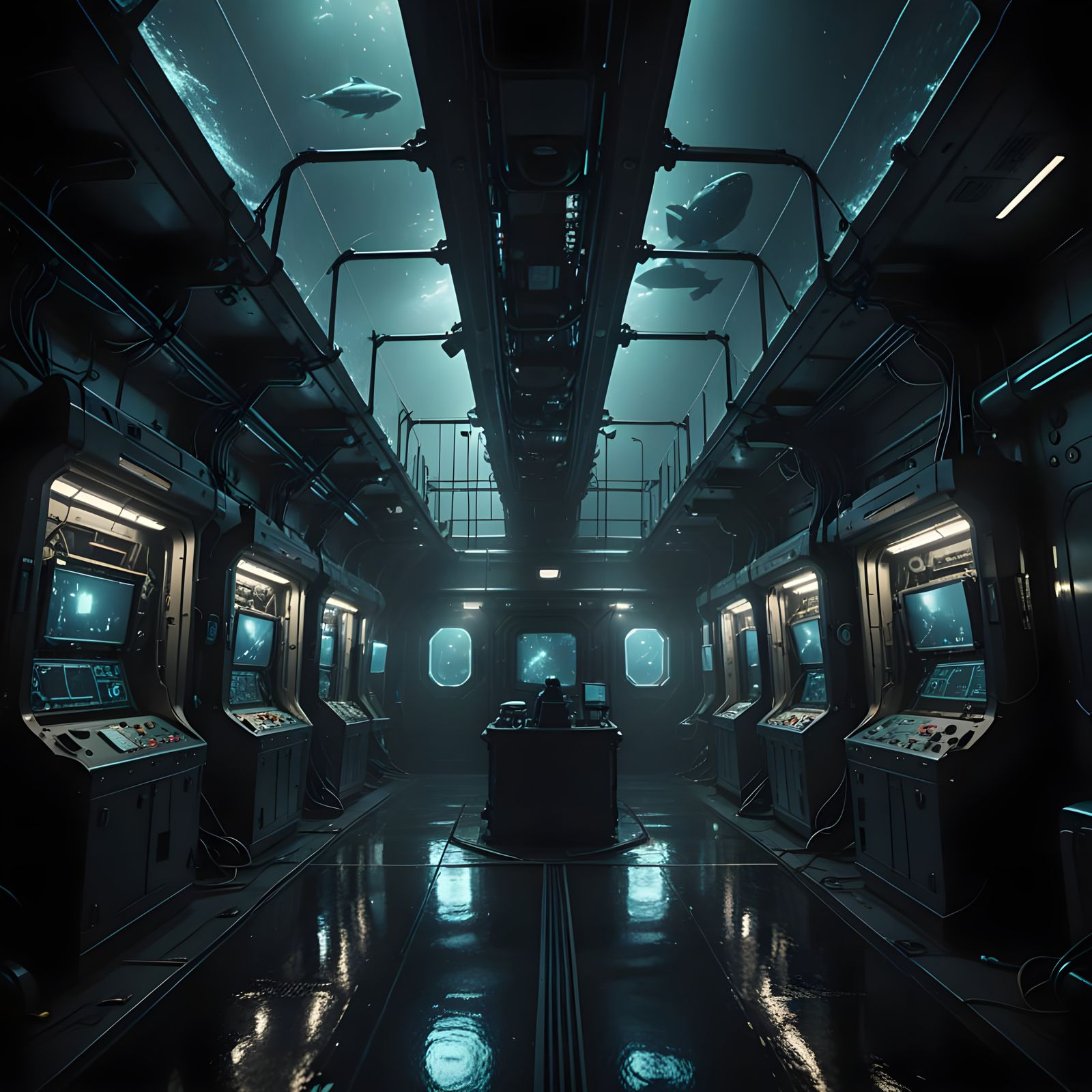 Underwater Sci-Fi Villain Lair in Server Farm