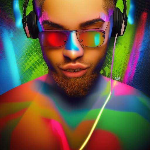 Hyperrealistic DJ in Club with Splash Art Style