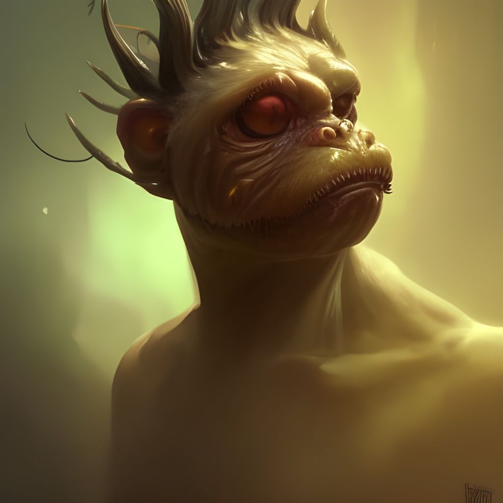 Demonic Marmoset Portrait in Hyperdetailed Style