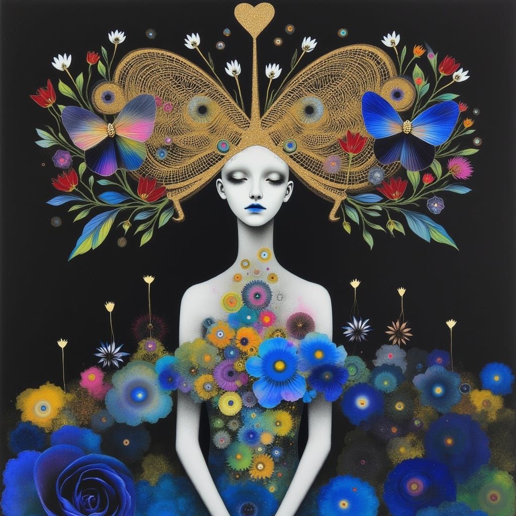 Ethereal Lapis Lazuli Woman with Gold Accents