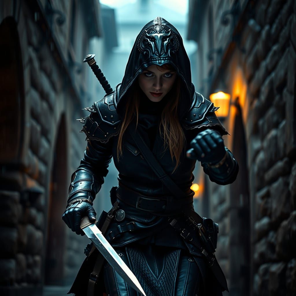 Medieval Fantasy City Assassination in Cinematic Style