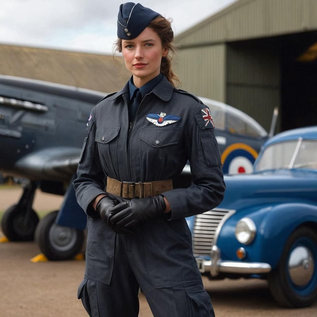 WWII RAF Pilot Portrait with Mustang Aircraft