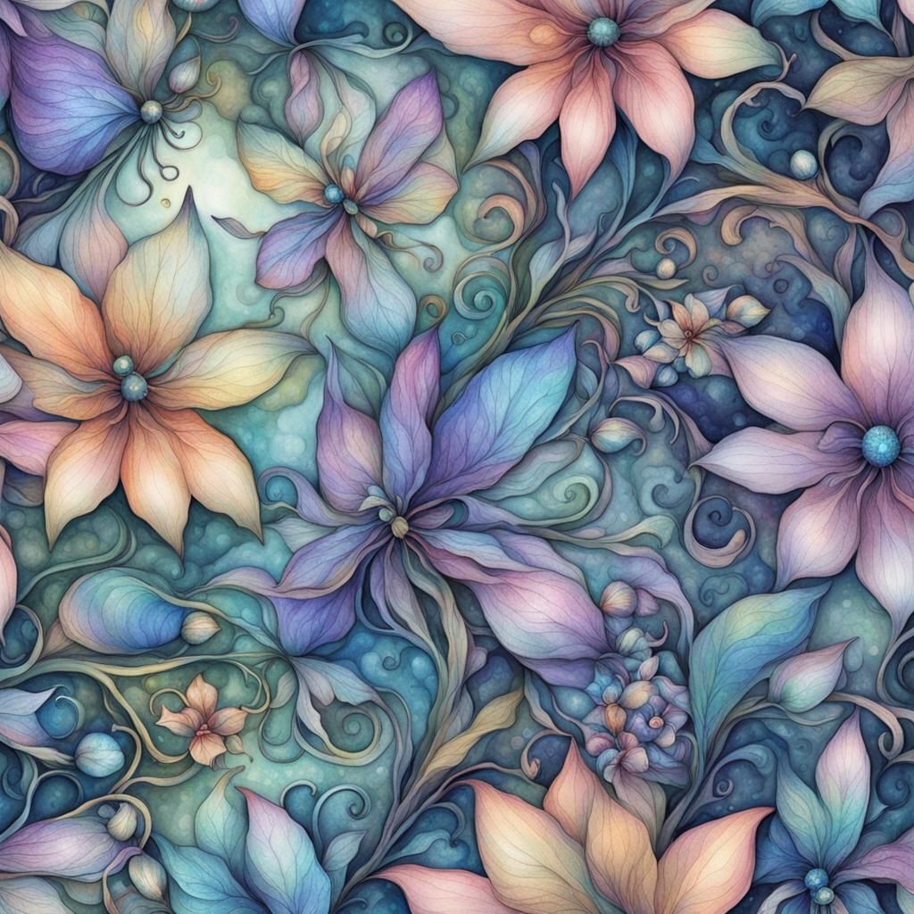 Ethereal Elven Flower Houses in Watercolor Fantasy