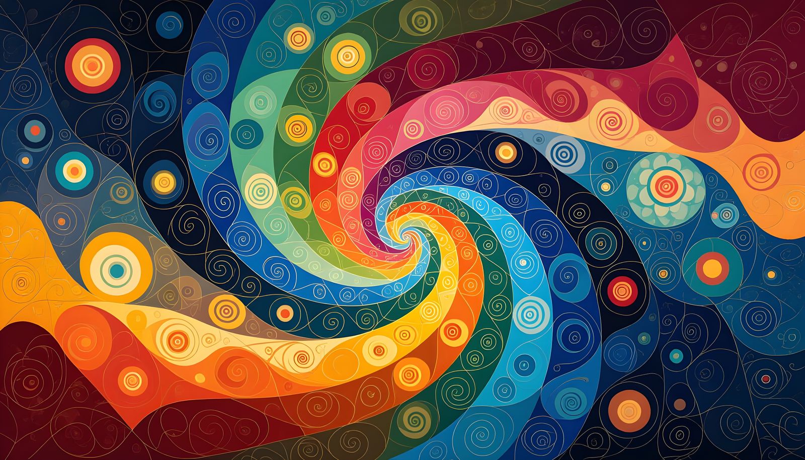 Rainbow Nebula with Geometric Details in Mixed Media Style