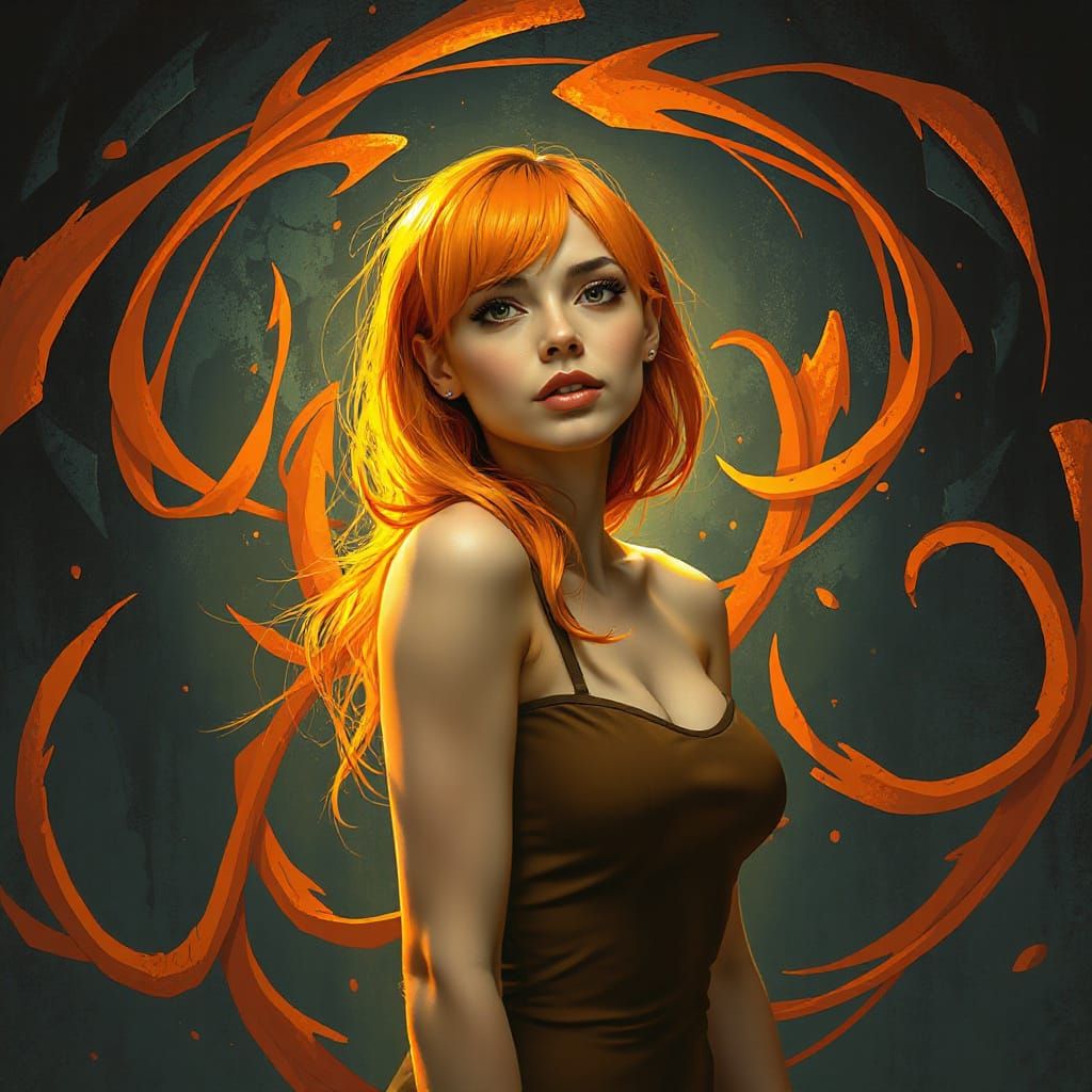 Vibrant Woman in Abstract Underground Comix Art