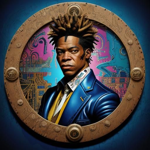 Cosmic Urban Art Illustration in Basquiat Style