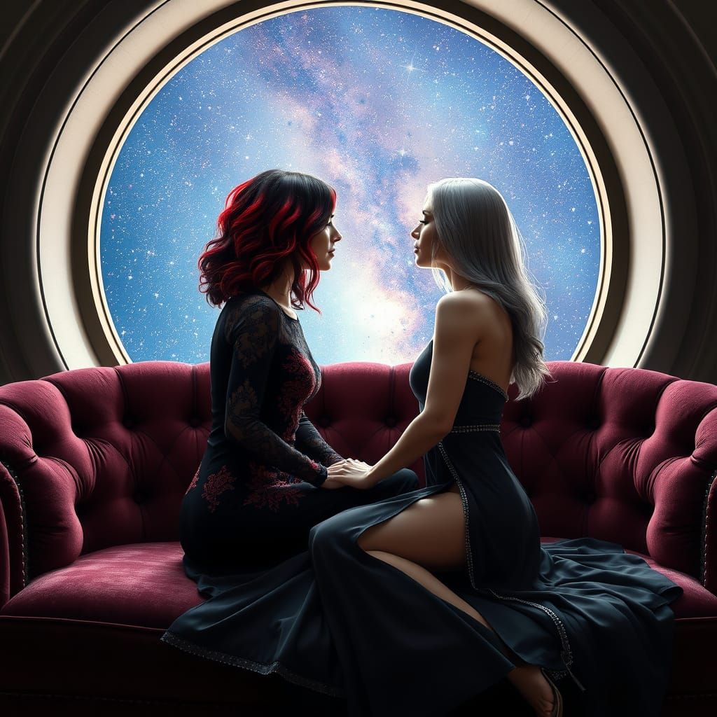 Cosmic Lovers Amidst the Starry Expanse