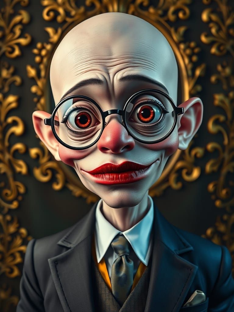 Grotesque Caricature Portrait in Oil Painting