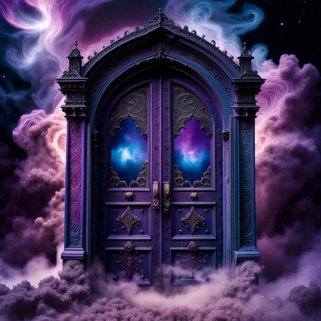 Cosmic Victorian Door in Astral Illustration